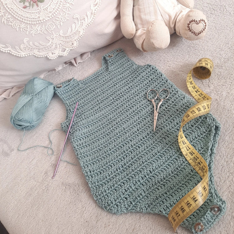 100% cotton newborn romper - handcrafted BASIC crochet