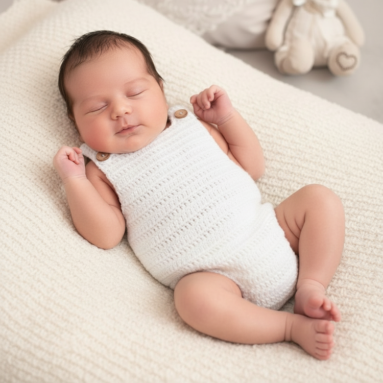 100% cotton newborn romper - handcrafted BASIC crochet