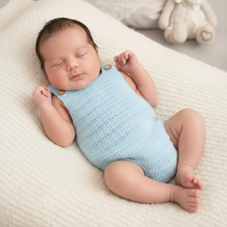 100% cotton newborn romper - handcrafted BASIC crochet