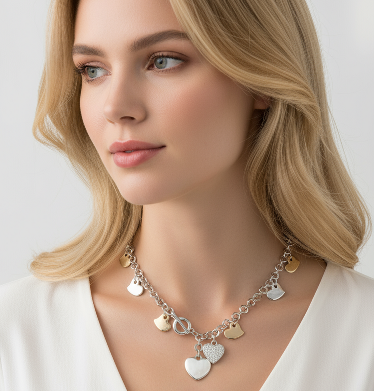 Collana charme CUORI bicolor