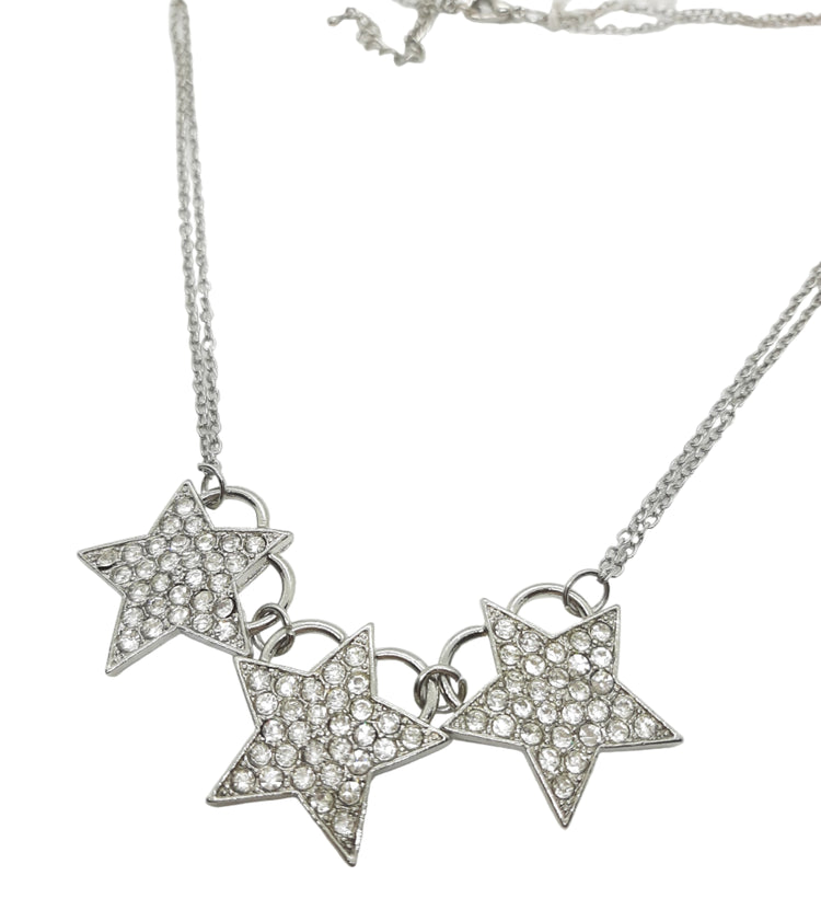 Collana STELLE strass bianchi tono argento