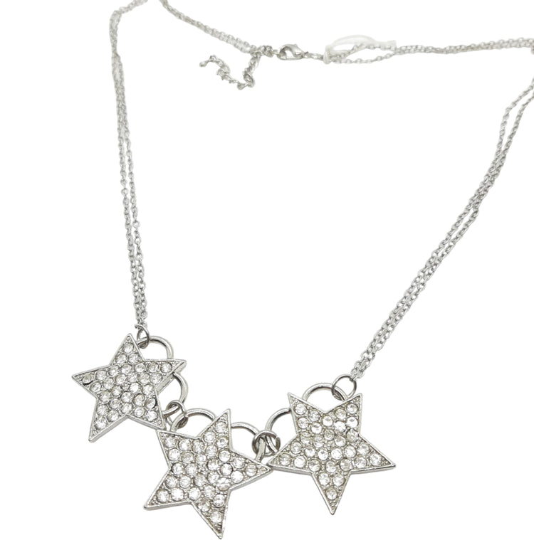 Collana STELLE strass bianchi tono argento