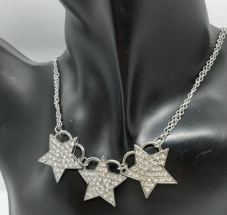 Collana STELLE strass bianchi tono argento