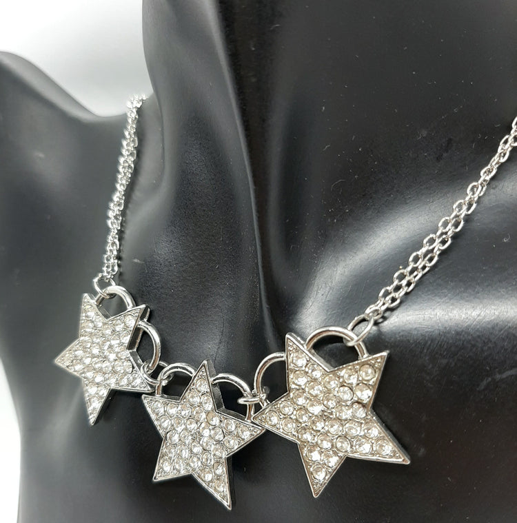 Collana STELLE strass bianchi tono argento