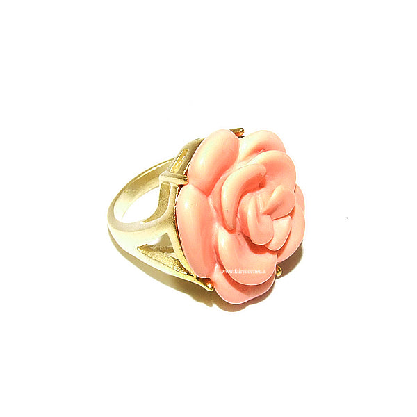 Salmon pink satin gold tone women's ring size 12