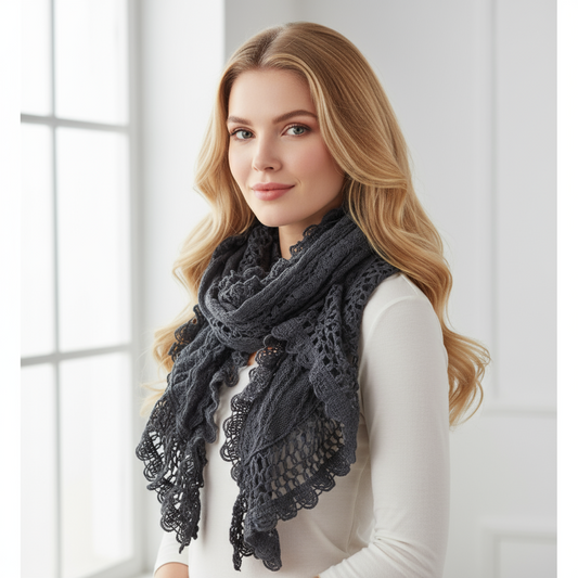 Openwork lace fashion stole scarf mod 2 - various colors