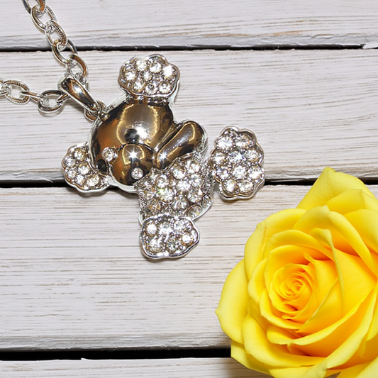 women's choker necklace with shiny rhinestones in gold/silver tone HEART