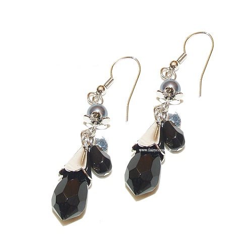 Women's gold tone pearl drop briolette brown drop earrings