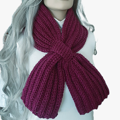 Women's handmade crochet tie scarf PINK