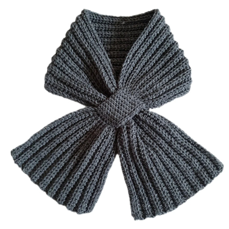 Sciarpa cravatta unisex artigianale uncinetto GRIGIO medio