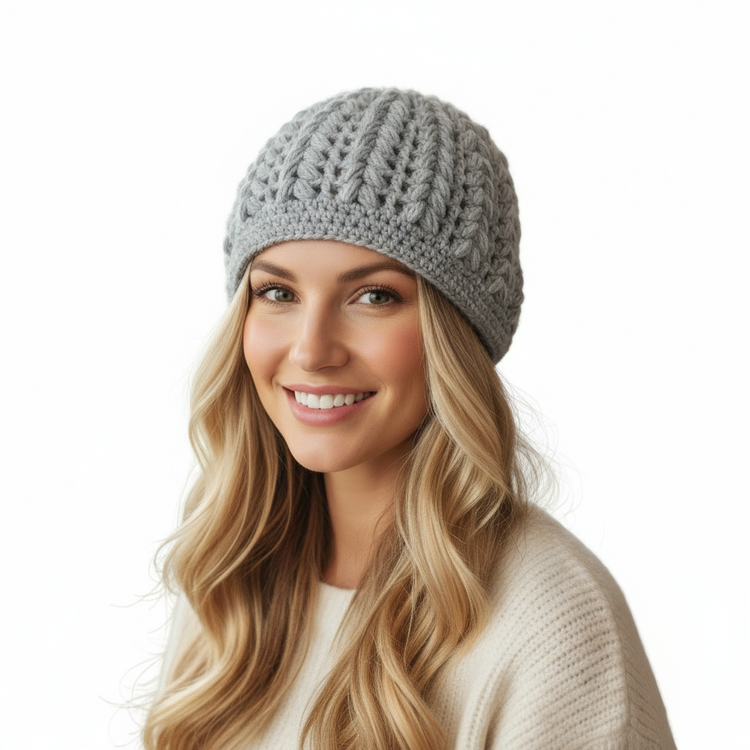 Women's wool pouff handmade crochet beanie in various colours