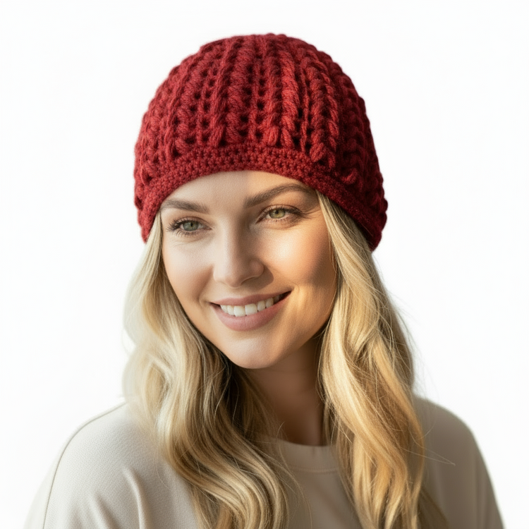 Women's wool pouff handmade crochet beanie in various colours