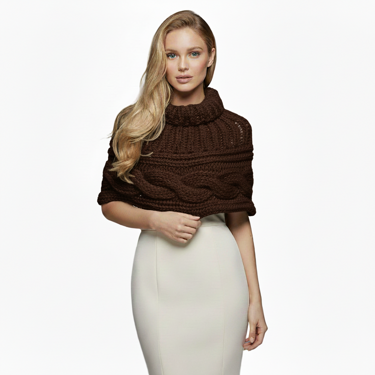 Women's braided high neck shrug in handcrafted wool in various colours