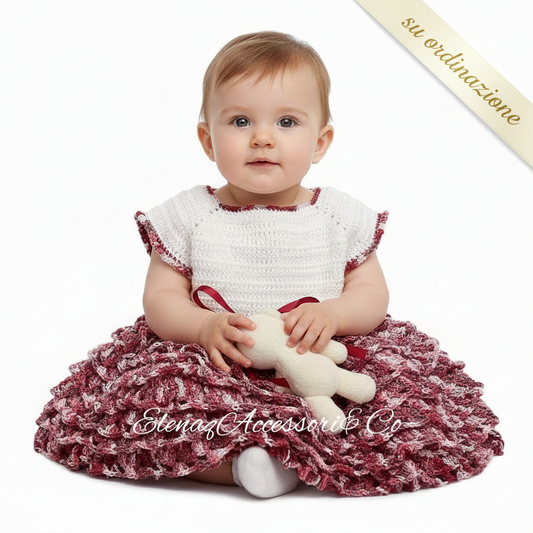 BonBon baby girl dress 6 - 12 months shaded Amaranth crochet cotton dress