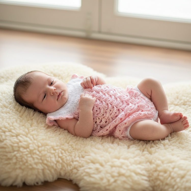 Pagliaccetto neonata cotone 100% tg 0-3 Rosa - artigianale uncinetto