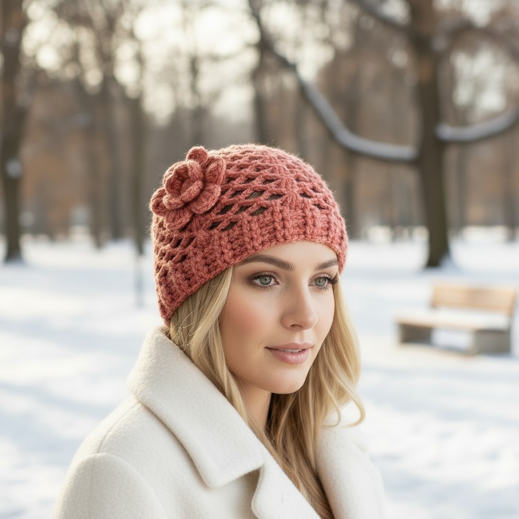 CHERIE handmade crochet women's wool cap MATTONE