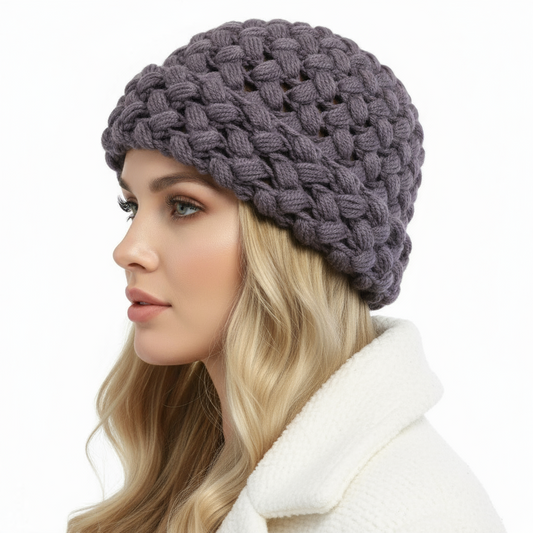 Women's crochet SISSI model hat - Dusty purple color