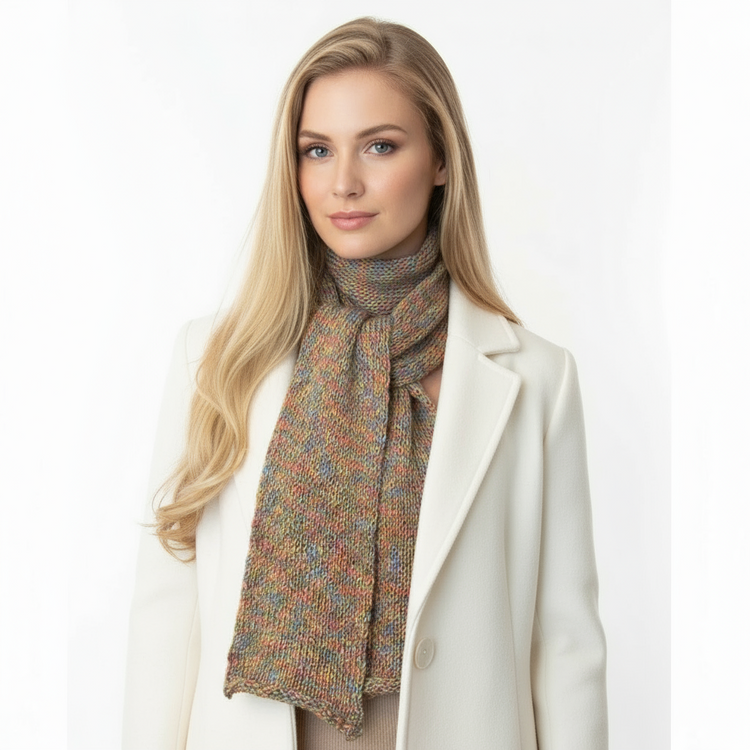 Women's handcrafted multicolor knitted scarf