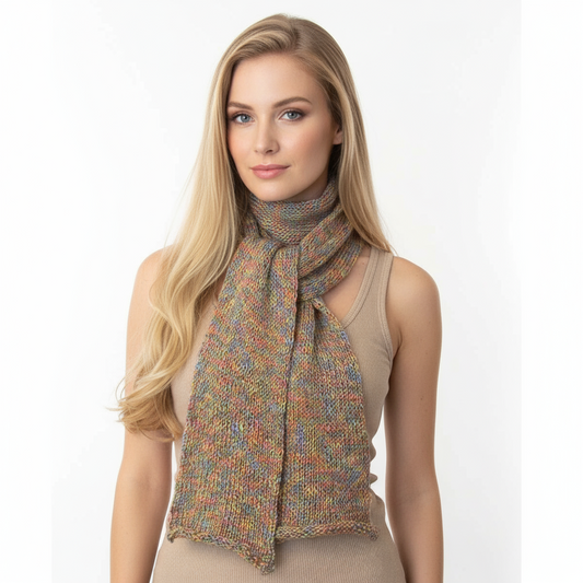 Women's handcrafted multicolor knitted scarf