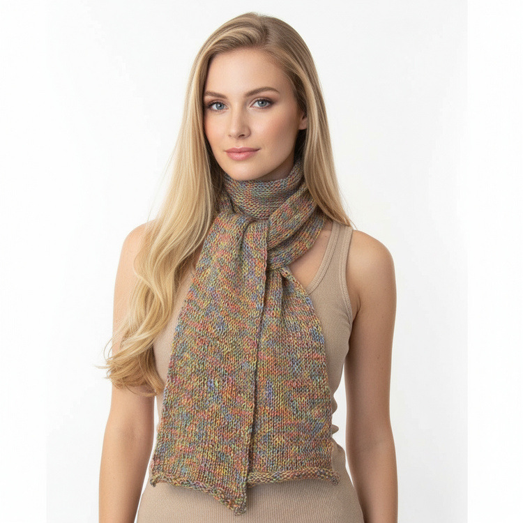 Women's handcrafted multicolor knitted scarf