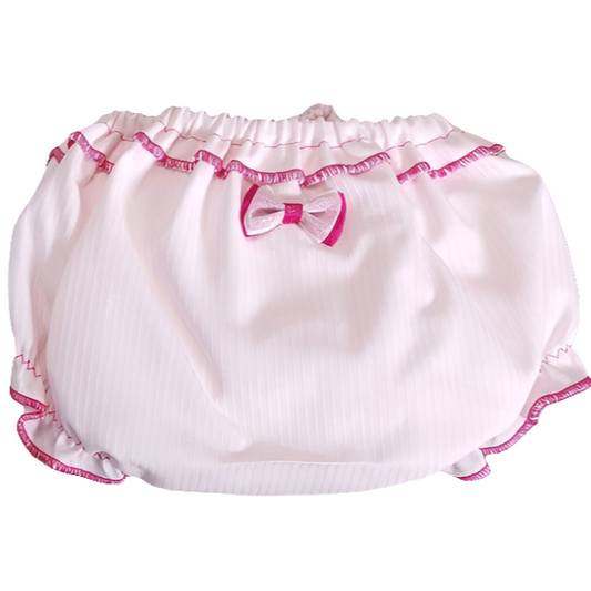 Mutandina copripannolino neonata con fiocco bianca bordo grigio o rosa