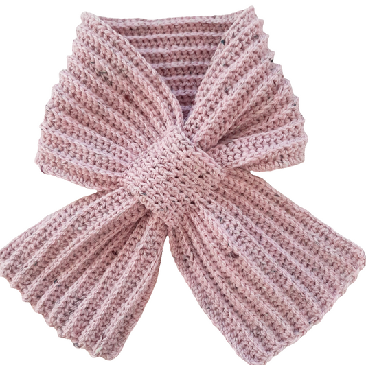 Women's handmade crochet tie scarf PINK