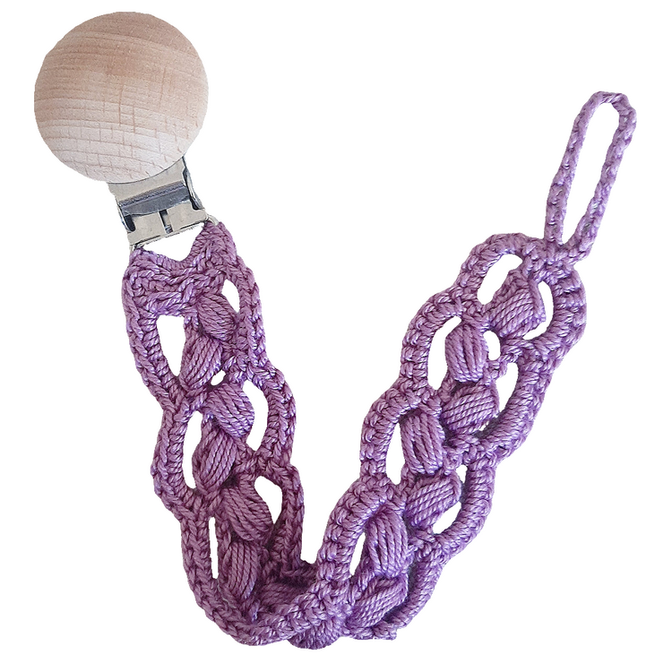 Pouffy crochet pacifier holder - unisex - various colours