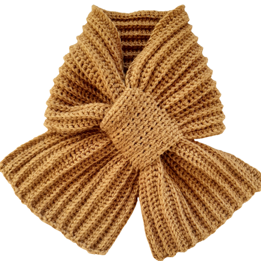 Unisex handmade crochet tie scarf MUSTARD