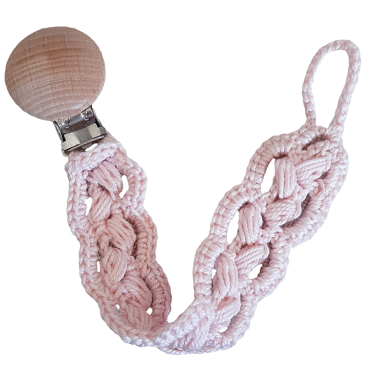 Pouffy crochet pacifier holder - unisex - various colours