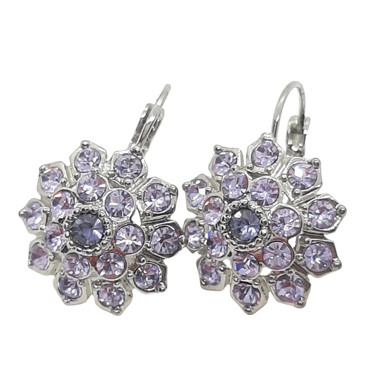 Orecchini donna monachella FIORE tono argento pietre lilla