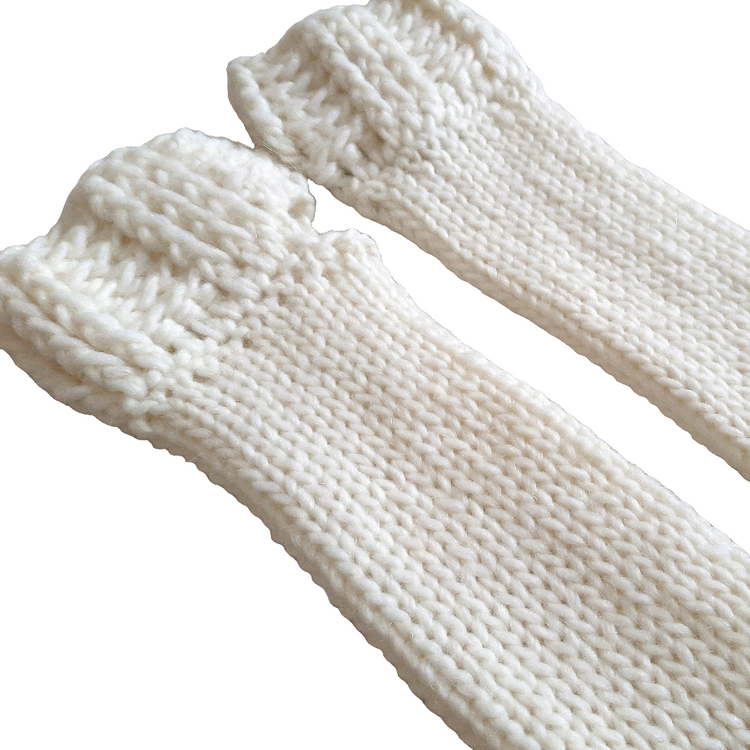 Handmade Long Fingerless Gloves - White