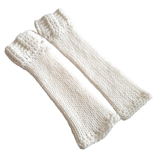 Handmade Long Fingerless Gloves - White