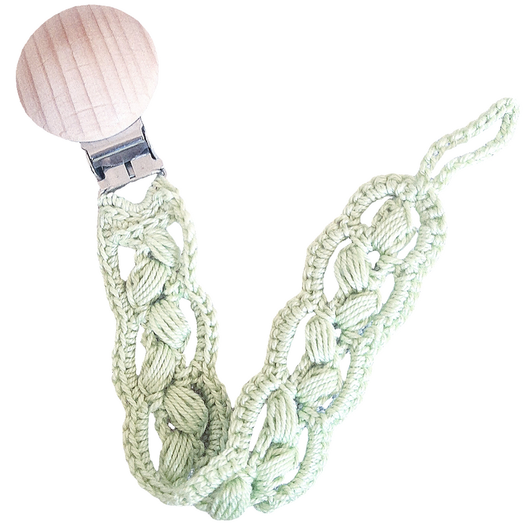 Pouffy crochet pacifier holder - unisex - various colours