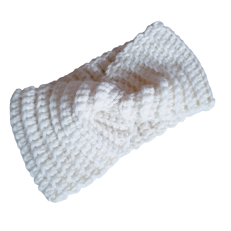 Women's ear warmer wool headband - white