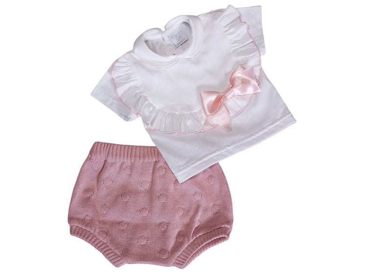 Newborn clinical outfit in white and pink thread Size 0