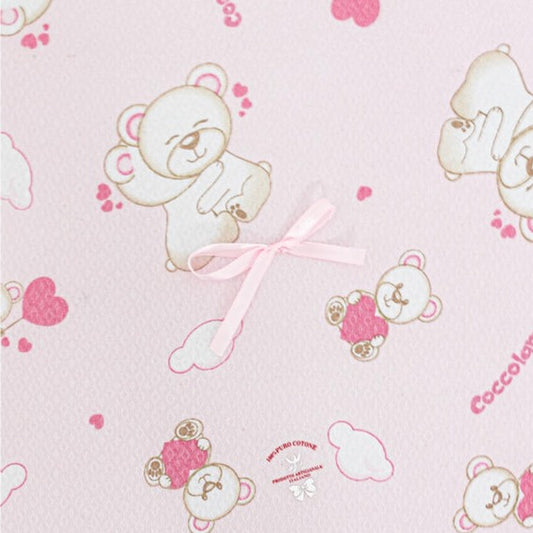 Pram cradle blanket printed with Orsetti in Nazareno Gabrielli piquet