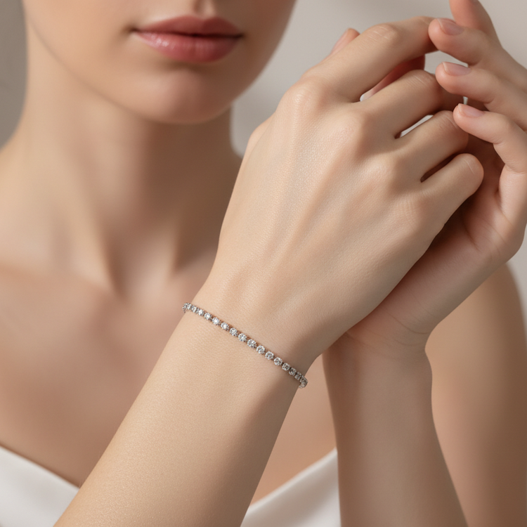 Bracciale Tennis Strass tono Argento