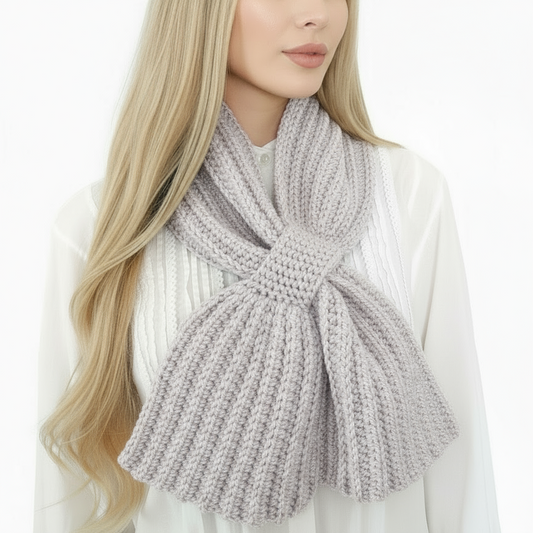 Sciarpa cravatta unisex artigianale uncinetto GRIGIO