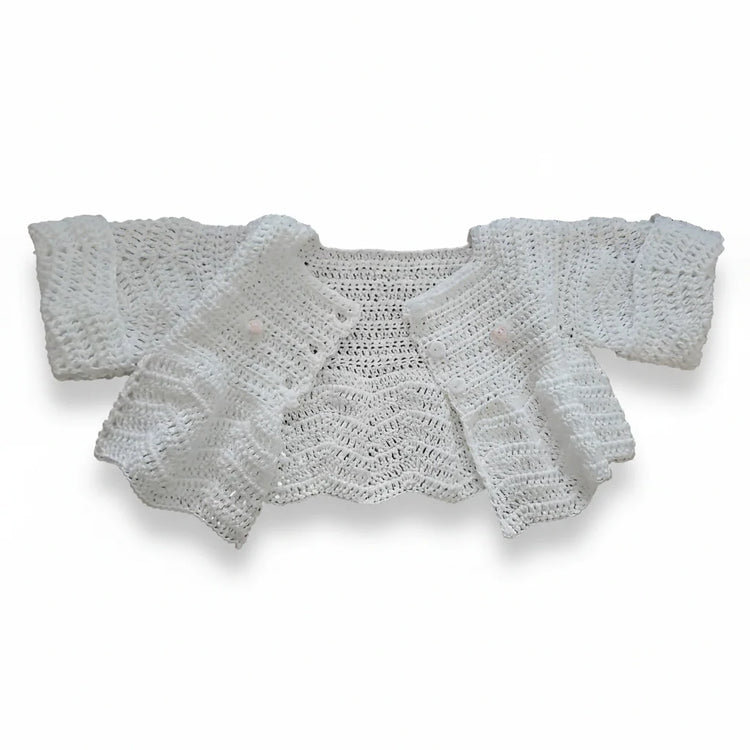 Cardigan Coprifasce Neonata Uncinetto - 100% Cotone OekoTex Tg 3-6 Mesi