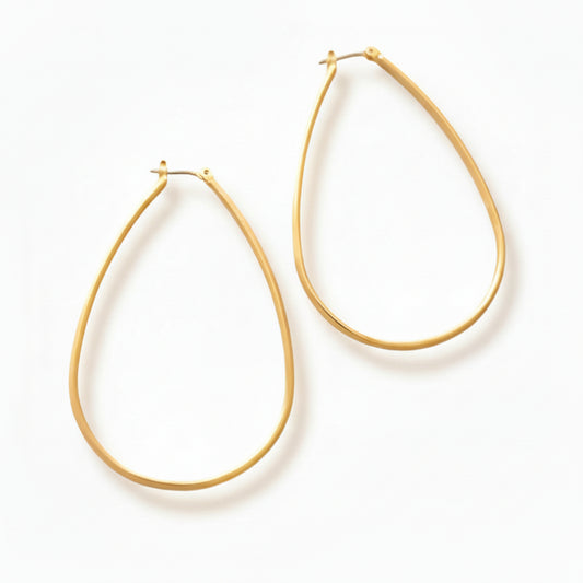 Orecchini Cerchi a Goccia Ovali - Tono Oro