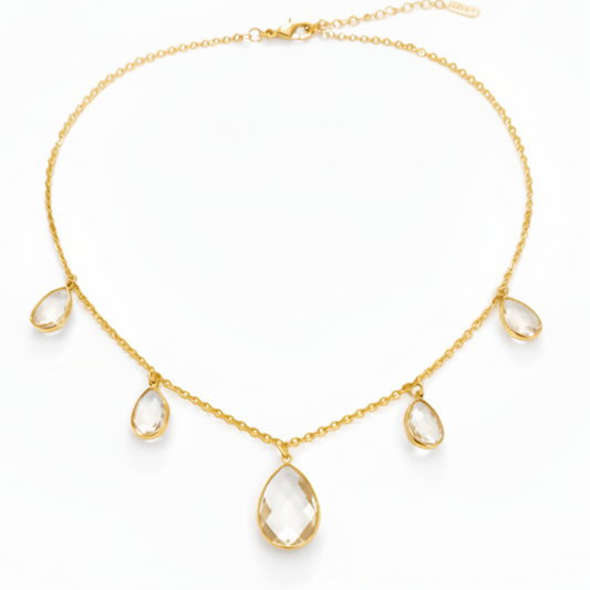 Collana Girocollo DROPS con Cristalli - Tono Oro