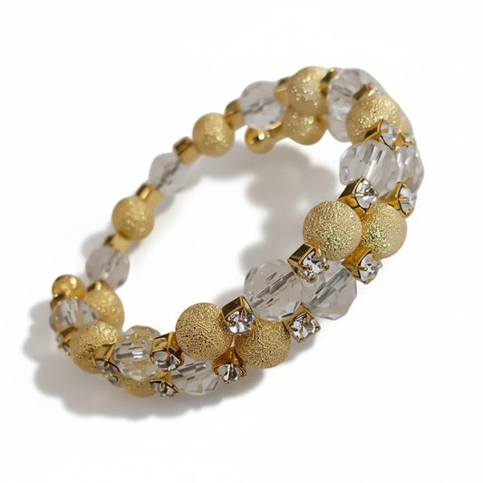 Bracciale a Spirale Perle Oro e Cristalli - Versione Small