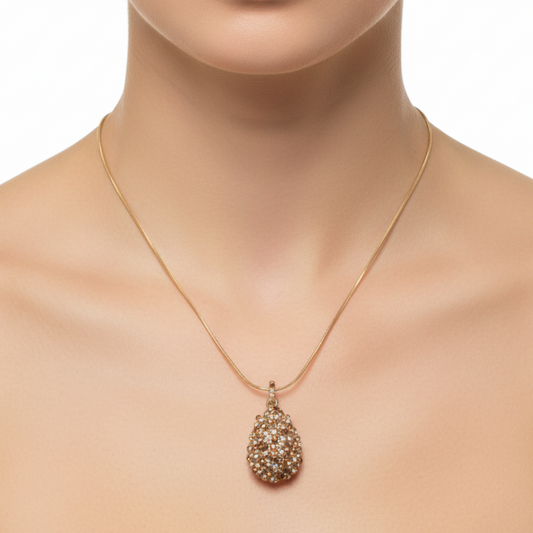 Collana con ciondolo goccia zirconi ambra girocollo