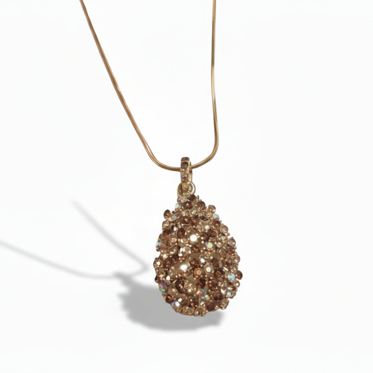 Collana con ciondolo goccia zirconi ambra girocollo