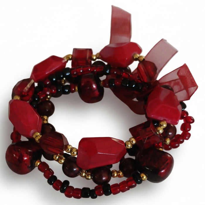 Bracciale Rosso e Nero con Fiocco Elegante