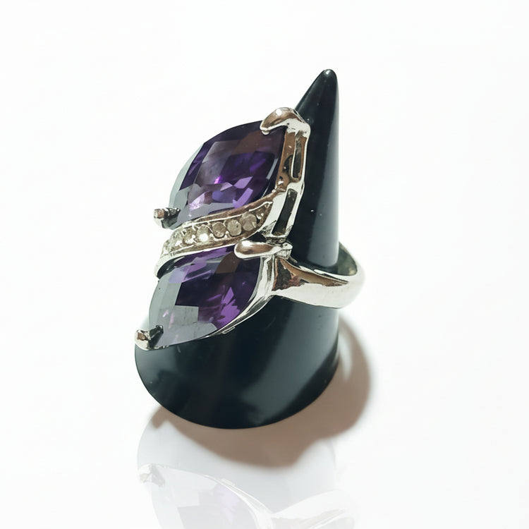 Anello Donna SWING pietre viola e strass bianchi - Metallo Tono Argento