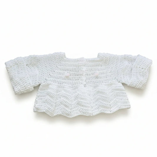 Cardigan Coprifasce Neonata Uncinetto - 100% Cotone OekoTex Tg 3-6 Mesi