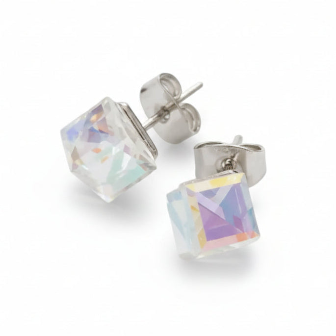 Orecchini Crystal CUBE AB - Effetto Cangiante