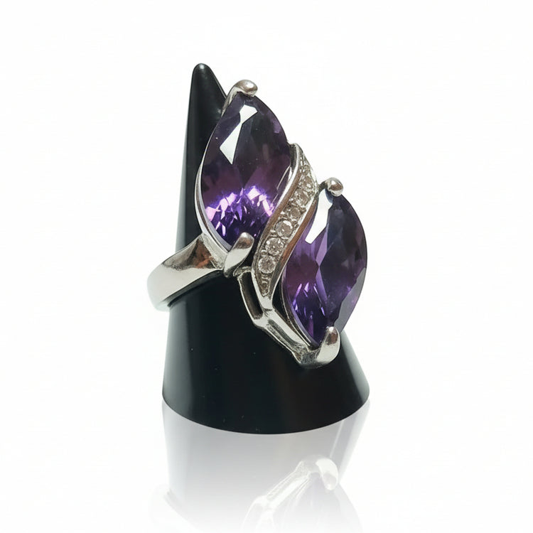 Anello Donna SWING pietre viola e strass bianchi - Metallo Tono Argento