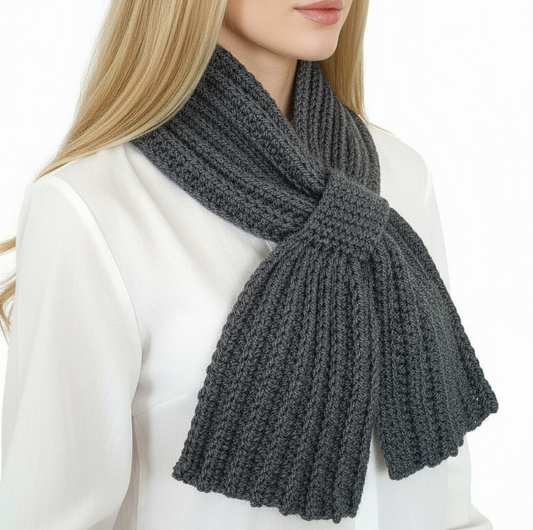 Sciarpa cravatta unisex artigianale uncinetto GRIGIO medio